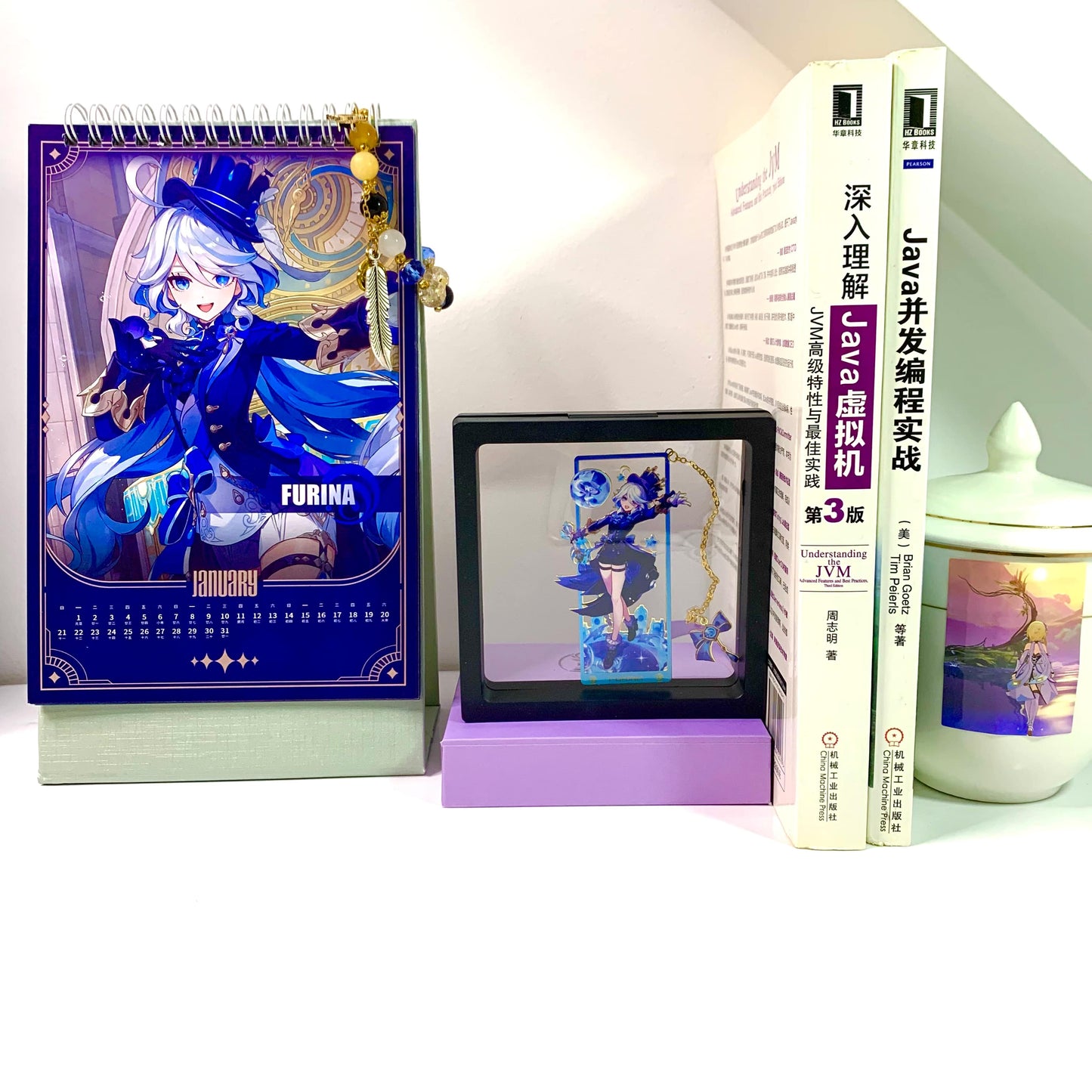 Genshin Art Brass Metal Bookmark - Anime Figure Merch with 3D Display Box - Birthday Gifts for Fans Friends Gamer Book Lovers - Zllada