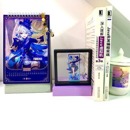 Genshin Art Brass Metal Bookmark - Anime Figure Merch with 3D Display Box - Birthday Gifts for Fans Friends Gamer Book Lovers - Zllada