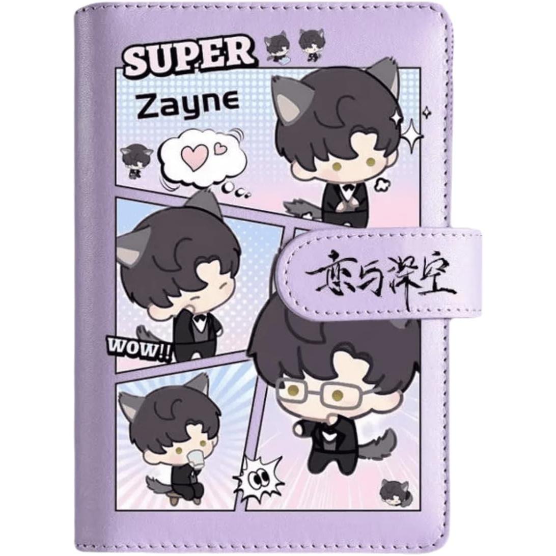 Purple Love Deepspace Planner Journal - Blue A6 PU Leather Binder with 80 Sheets (160 Pages) Grid Lines - Chibi Design for Fitness Daily Plans Fan Gifts - Zllada