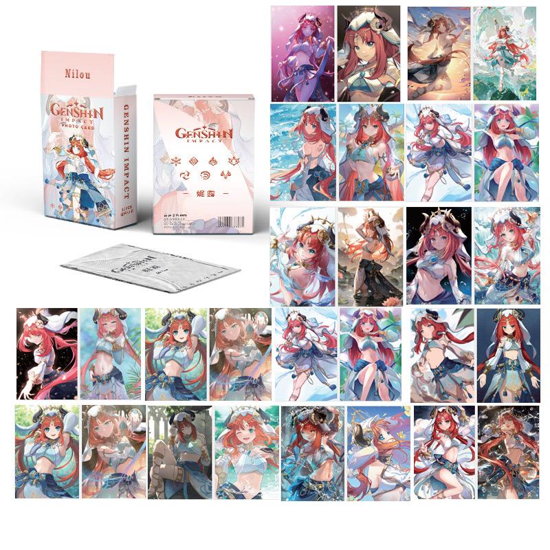 Zllada Genshin Impact Holographic Card Set - 50 Anime-Style Collectible Cards for Fans and Gamers - Game-Themed Merchandise - Zllada