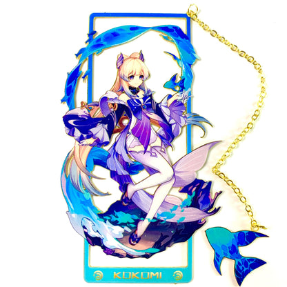 Genshin Art Brass Metal Bookmark - Anime Figure Merch with 3D Display Box - Birthday Gifts for Fans Friends Gamer Book Lovers - Zllada