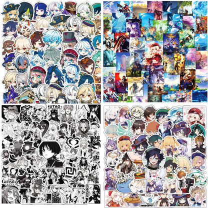 200 Pcs Genshin Gift Stickers - Waterproof DIY Decals for Laptop, Fridge, Wall Decor - Anime Fan Gift -Zllada