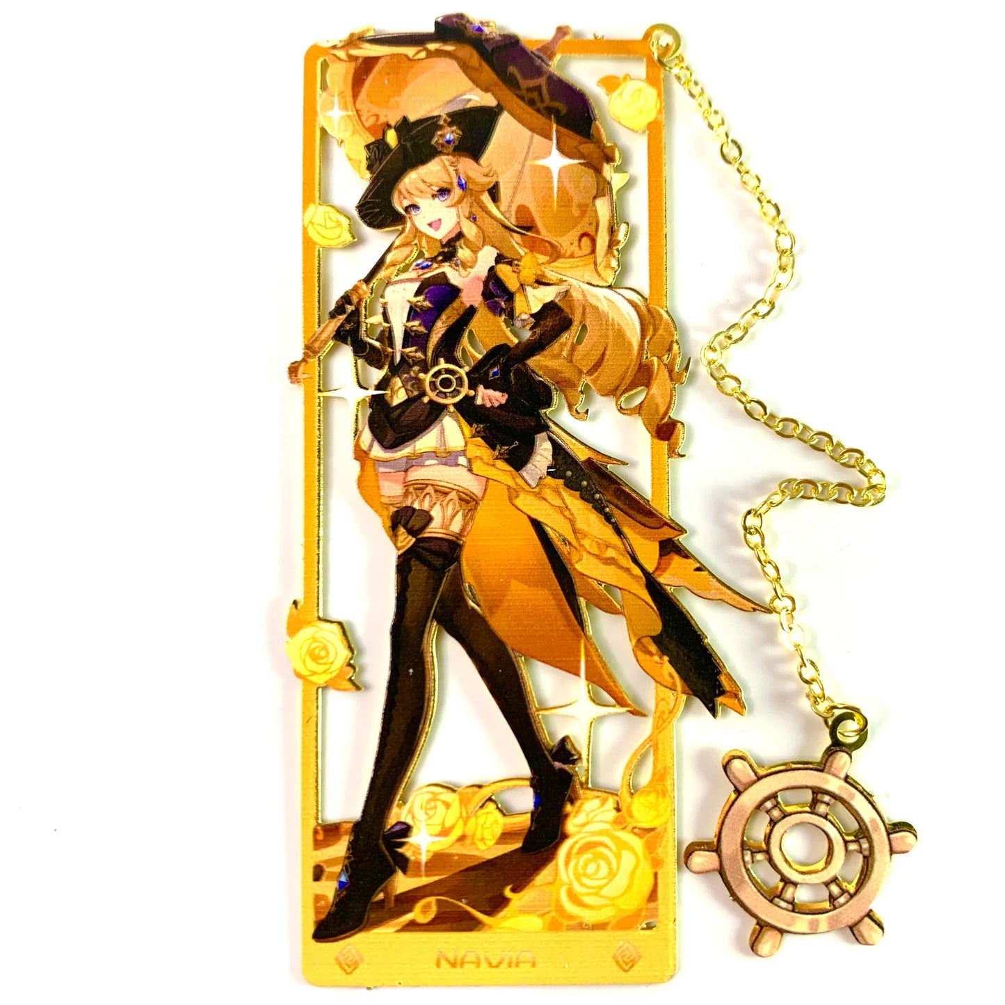Genshin Art Brass Metal Bookmark - Anime Figure Merch with 3D Display Box - Birthday Gifts for Fans Friends Gamer Book Lovers - Zllada