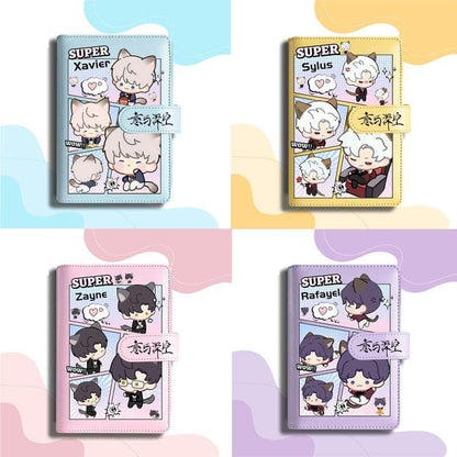 Pink Love Deepspace Planner Journal - Blue A6 PU Leather Binder with 80 Sheets (160 Pages) Grid Lines - Chibi Design for Fitness Daily Plans Fan Gifts - Zllada