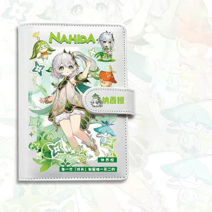 Genshin A6 Journal Planner - Anime Merch Game Figure - Stainless Steel Binder PU Leather 160 Pages with Magnetic Closure - Gift for Birthday Anniversary - Zllada