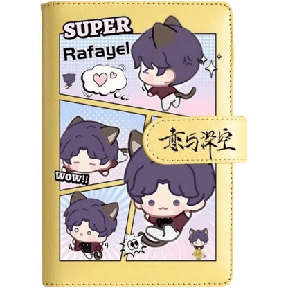 Yellow Love Deepspace Planner Journal - Blue A6 PU Leather Binder with 80 Sheets (160 Pages) Grid Lines - Chibi Design for Fitness Daily Plans Fan Gifts - Zllada