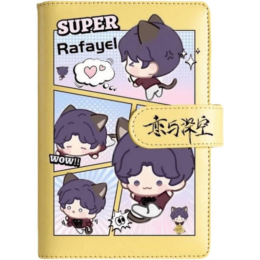 Yellow Love Deepspace Planner Journal - Blue A6 PU Leather Binder with 80 Sheets (160 Pages) Grid Lines - Chibi Design for Fitness Daily Plans Fan Gifts - Zllada