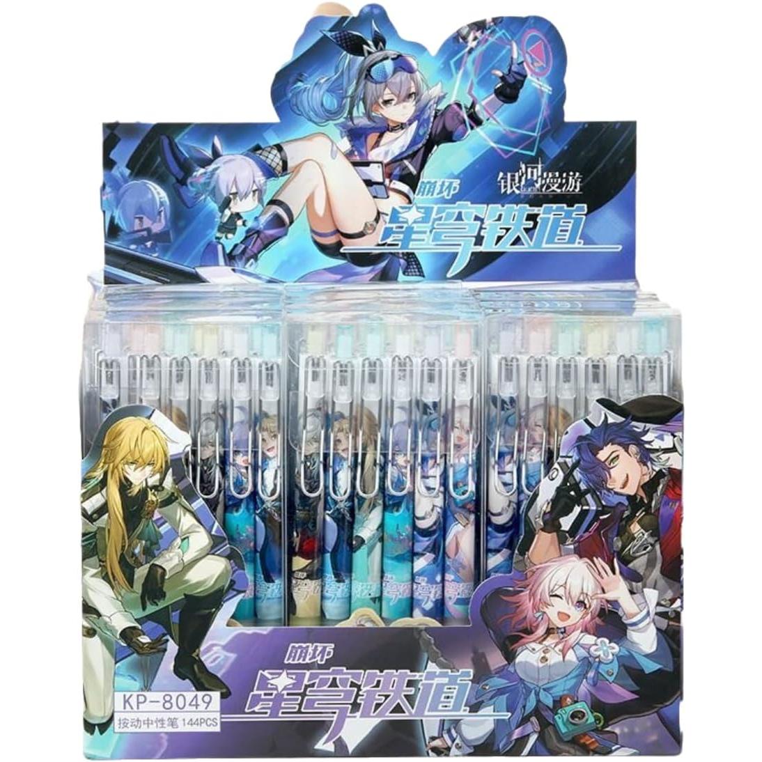 Star Rail  Gel Pens - Black 6 Styles 12-Piece Set with 20 Refills - Jing Yuan Bailu March 7th Yanqing Luocha Silver Wolf - Gift for Fans - Zllada