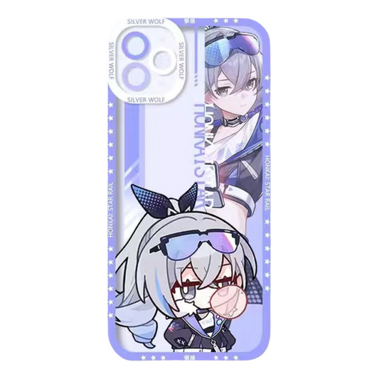 Silver Wolf Q Style Honkai Star Rail Phone Case - Compatible with iPhone 16 15 14 13 12 11 Series - Transparent Silicone, Honkai Star Rail Merchandise for Various Models-Zllada