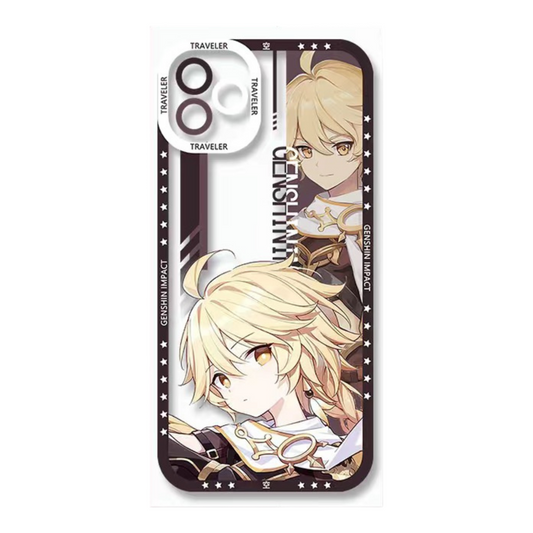 Aether Genshin Impact Phone Case Laptop screen protector  protective cover - Q Style Cute Anime Character Design - Transparent Silicone Full Camera Protection All Round Defense Non Slip Cover - Zllada