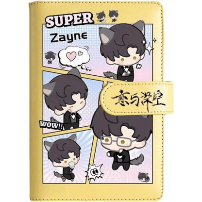 Yellow Love Deepspace Planner Journal - Blue A6 PU Leather Binder with 80 Sheets (160 Pages) Grid Lines - Chibi Design for Fitness Daily Plans Fan Gifts - Zllada