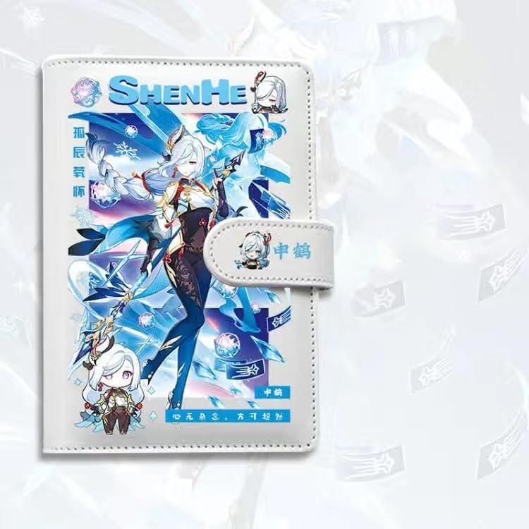 Shenhe Genshin Impact Journal Planner - Anime Merch Game Figure - Stainless Steel Binder PU Leather 160 Pages with Magnetic Closure - Gift for Birthday Anniversary - Zllada