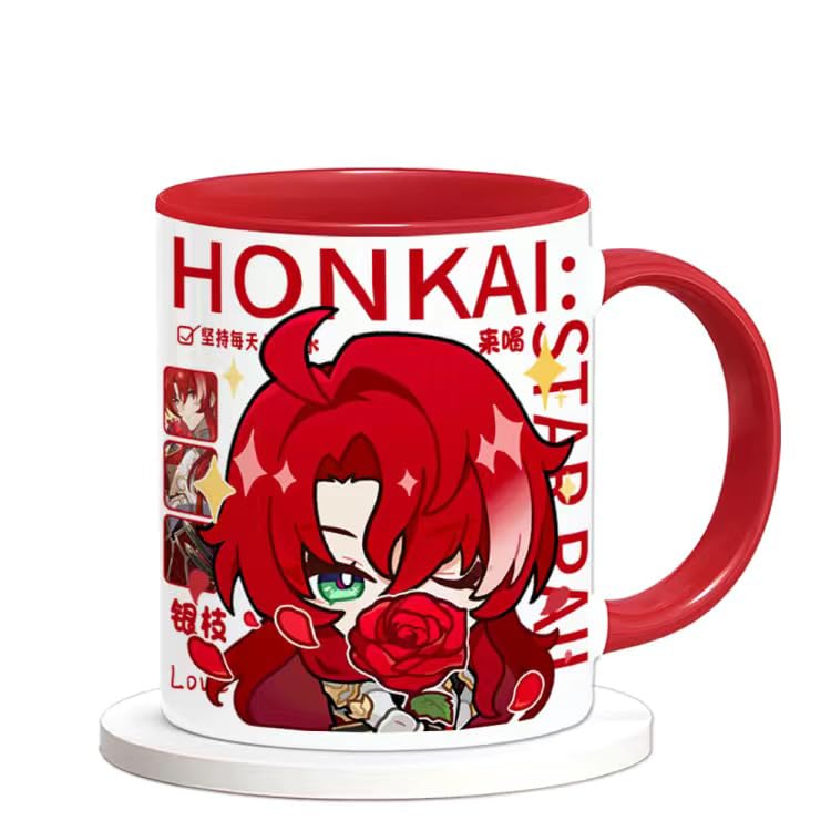 Honkai Star Rail Character Mug Set - 330ml Ceramic with Coaster, Lid, and Choice of Spoon or Straw - Ideal Gift for Anime Fans, Microwave & Dishwasher Safe