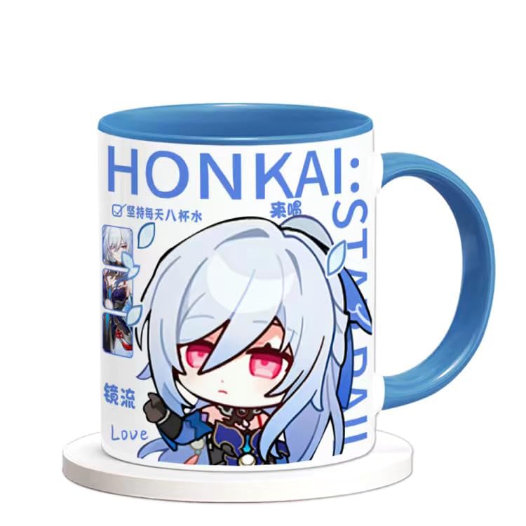 Honkai Star Rail Character Mug Set - 330ml Ceramic with Coaster, Lid, and Choice of Spoon or Straw - Ideal Gift for Anime Fans, Microwave & Dishwasher Safe