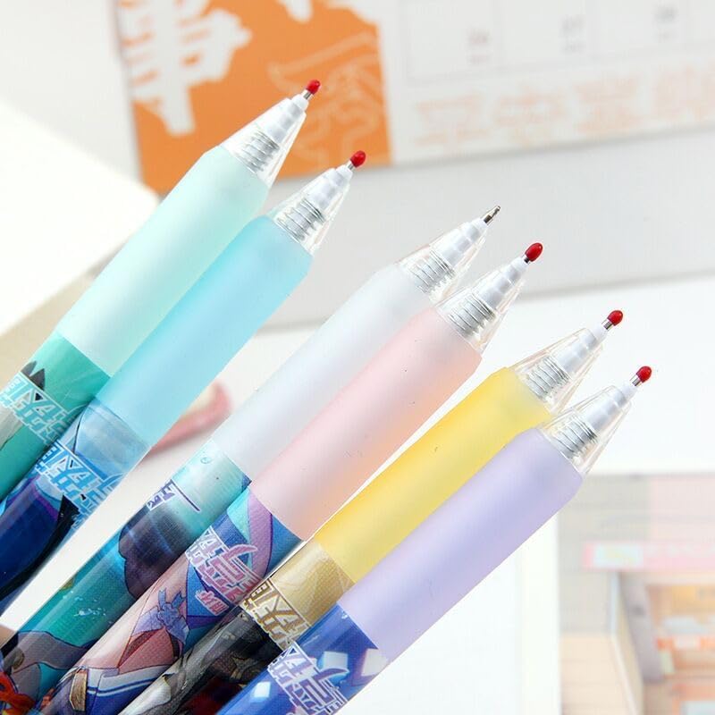 Zllada Honkai Star Rail Gel Pens - Black 6 Styles 12-Piece Set with 50 Refills - Jing Yuan Bailu March 7th Yanqing Luocha Silver Wolf - Gift for Fans