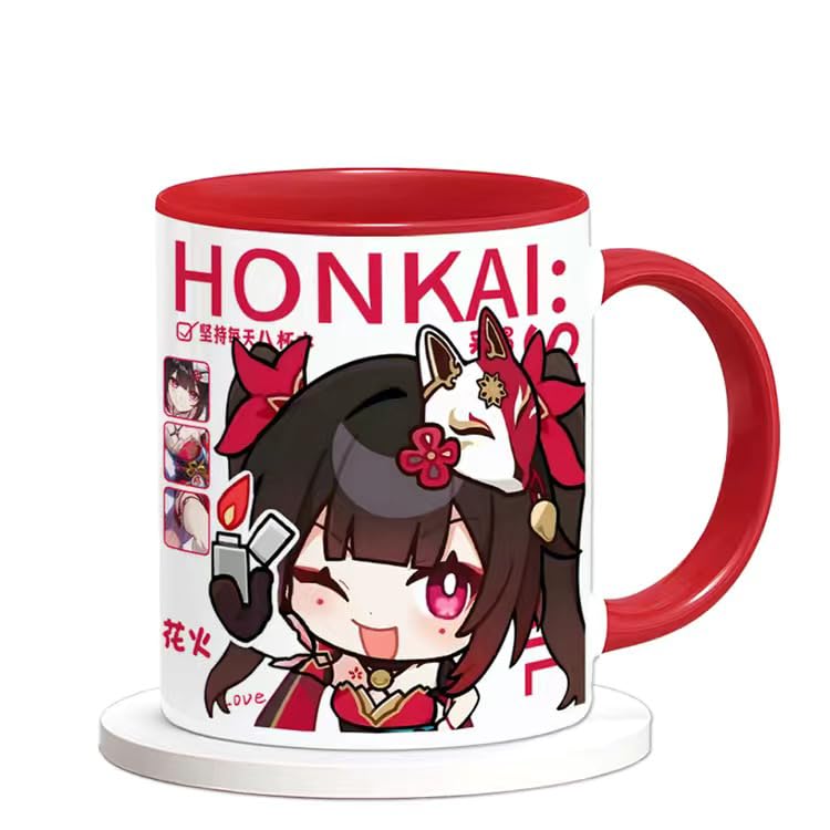 Honkai Star Rail Character Mug Set - 330ml Ceramic with Coaster, Lid, and Choice of Spoon or Straw - Ideal Gift for Anime Fans, Microwave & Dishwasher Safe