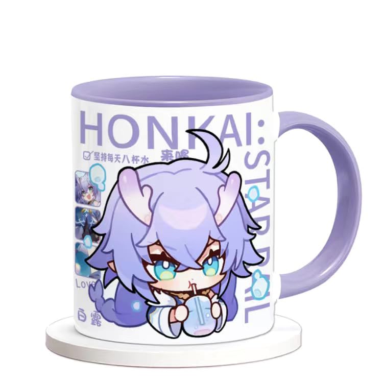 Honkai Star Rail Character Mug Set - 330ml Ceramic with Coaster, Lid, and Choice of Spoon or Straw - Ideal Gift for Anime Fans, Microwave & Dishwasher Safe