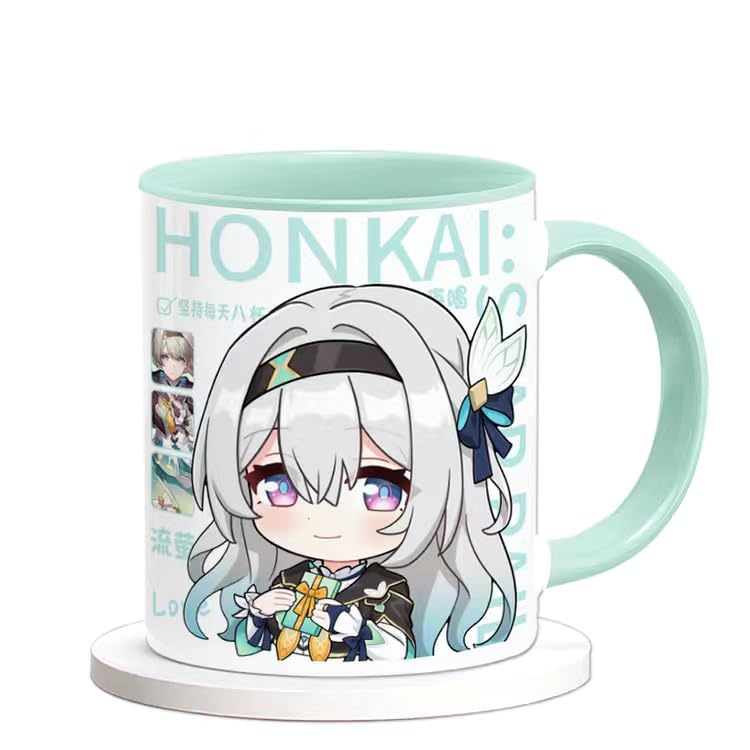 Honkai Star Rail Character Mug Set - 330ml Ceramic with Coaster, Lid, and Choice of Spoon or Straw - Ideal Gift for Anime Fans, Microwave & Dishwasher Safe