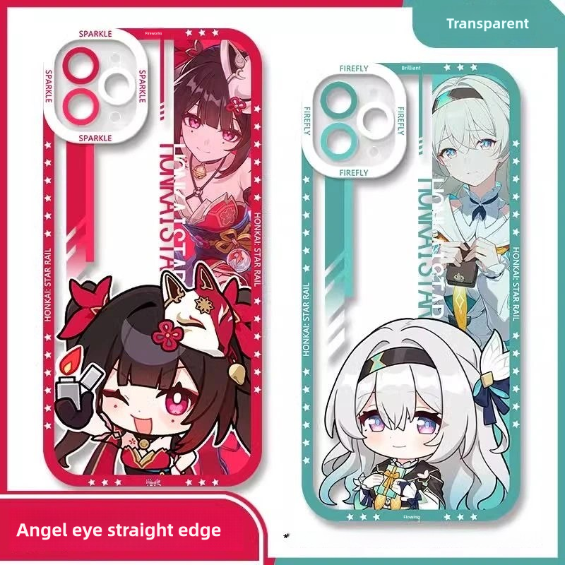 March 7th Q Style Honkai Star Rail Phone Case - Compatible with iPhone 16 15 14 13 12 11 Series - Transparent Silicone, Honkai Star Rail Merchandise for Various Models-Zllada