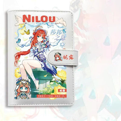 Genshin A6 Journal Planner - Anime Merch Game Figure - Stainless Steel Binder PU Leather 160 Pages with Magnetic Closure - Gift for Birthday Anniversary - Zllada