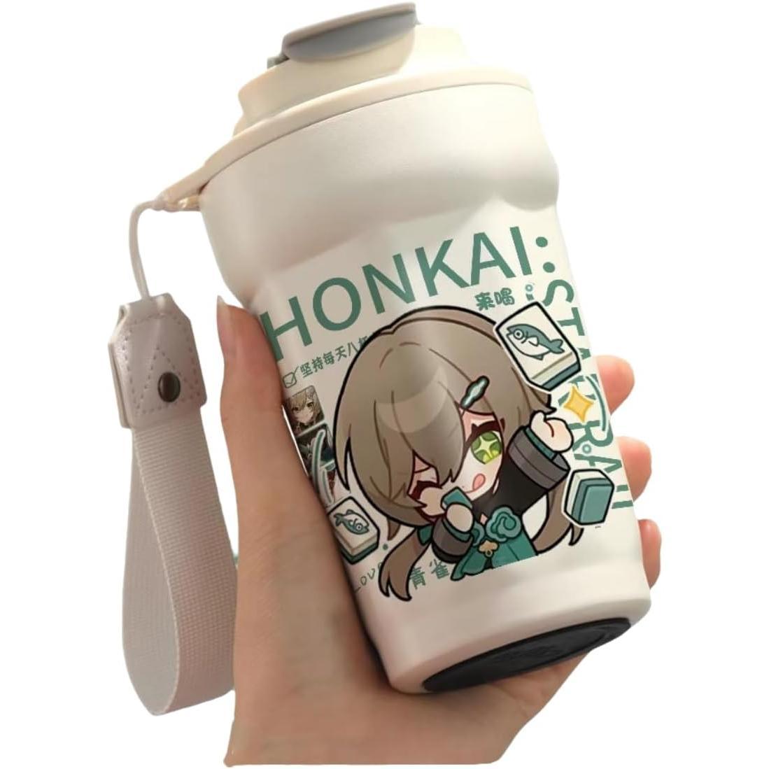 Star Rail  Travel Mug Sparkle - 316 Stainless Steel Insulated Coffee Cup with Dual-Use Lid - Leak-Proof Design & Portable Hand Strap - Anime Gaming Gift for Fans