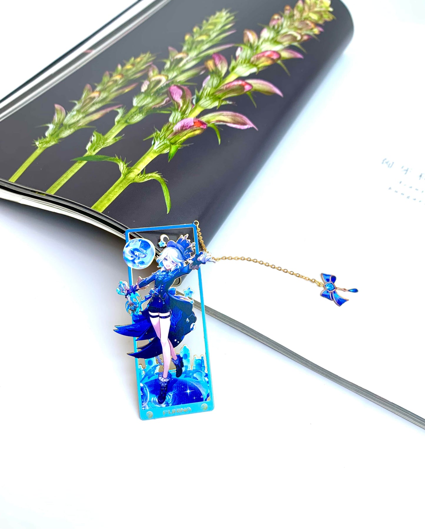 Genshin Art Brass Metal Bookmark - Anime Figure Merch with 3D Display Box - Birthday Gifts for Fans Friends Gamer Book Lovers - Zllada