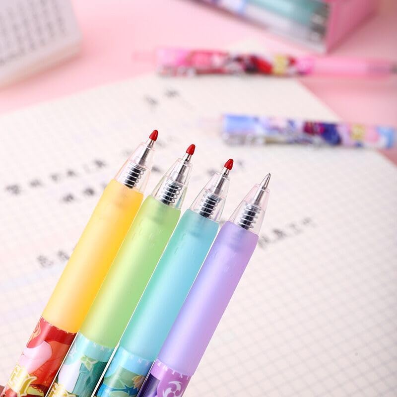 Genshin Gel Pens - Black 6 Styles 12-Piece Set with 10 Refills - HuTao Ganyu YaeMiko Beelzebul Ayaka Nahida - Gift for Fans - Zllada