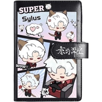 Black Love Deepspace Planner Journal - Blue A6 PU Leather Binder with 80 Sheets (160 Pages) Grid Lines - Chibi Design for Fitness Daily Plans Fan Gifts - Zllada