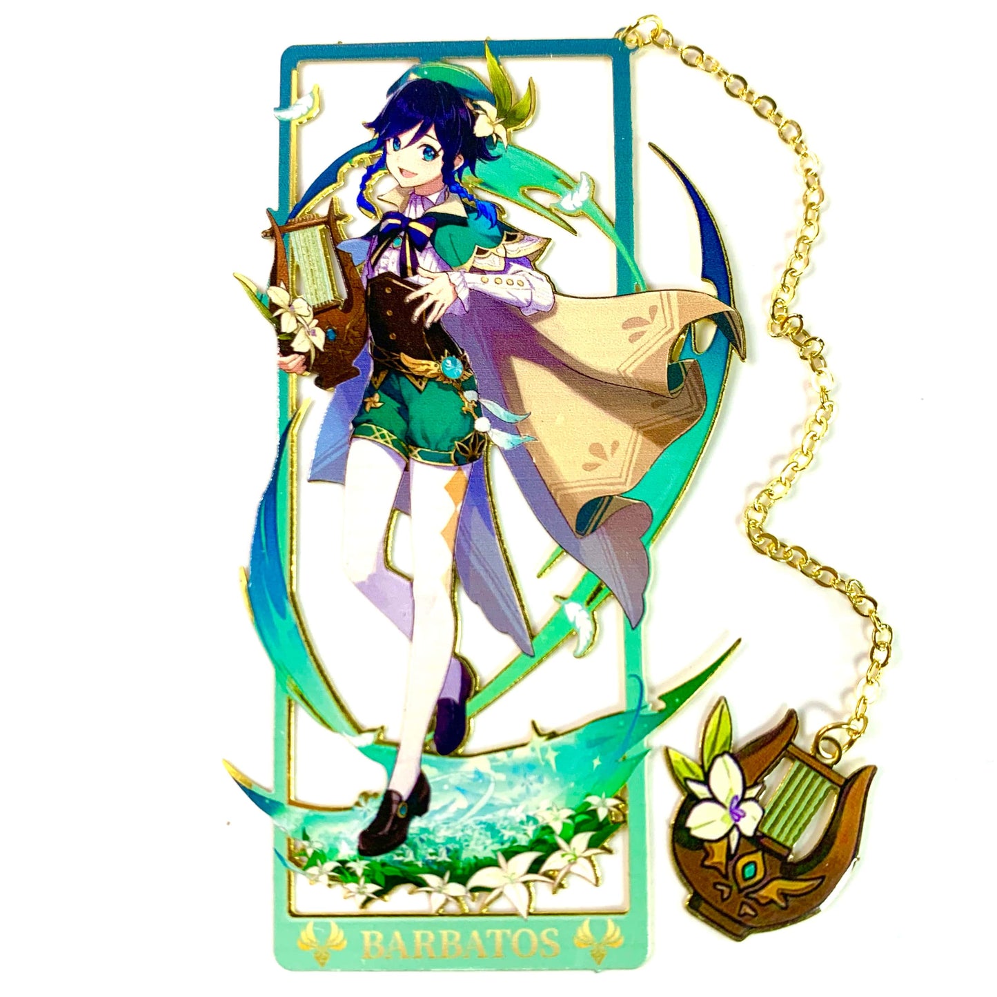 Genshin Art Brass Metal Bookmark - Anime Figure Merch with 3D Display Box - Birthday Gifts for Fans Friends Gamer Book Lovers - Zllada