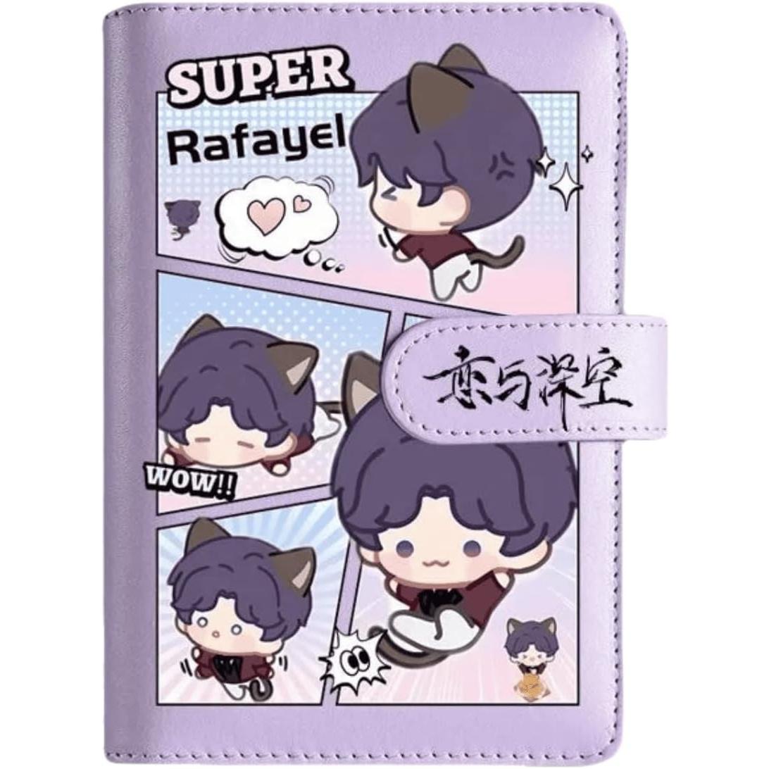 Purple Love Deepspace Planner Journal - Blue A6 PU Leather Binder with 80 Sheets (160 Pages) Grid Lines - Chibi Design for Fitness Daily Plans Fan Gifts - Zllada