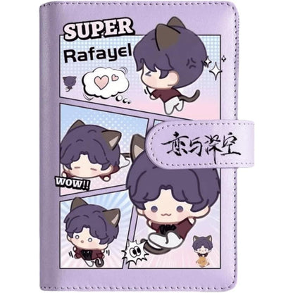 Purple Love Deepspace Planner Journal - Blue A6 PU Leather Binder with 80 Sheets (160 Pages) Grid Lines - Chibi Design for Fitness Daily Plans Fan Gifts - Zllada