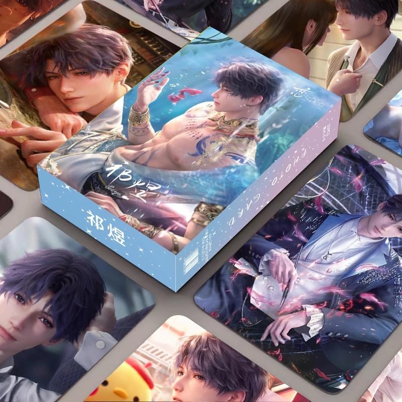 Love Deepspace Cards - 55-Piece Holographic Trading Collector Set with Scratch-Resistant Sleeves, Featuring Zayne, Xavier, Caleb Rafayel & Sylus