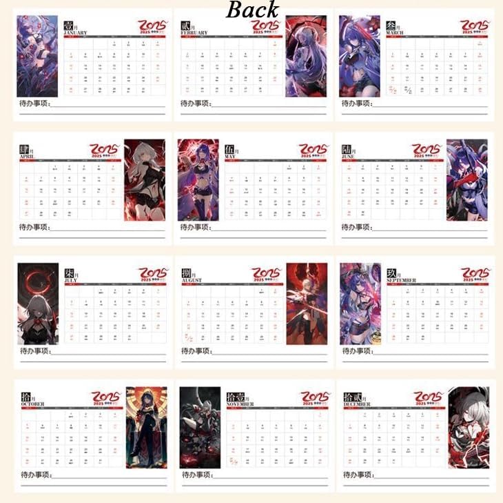 Honkai Star Rail Acheron Desk Calendar - 2025 Anime Merch Game Figure Yearly Calendar - Gift for New Years - Zllada