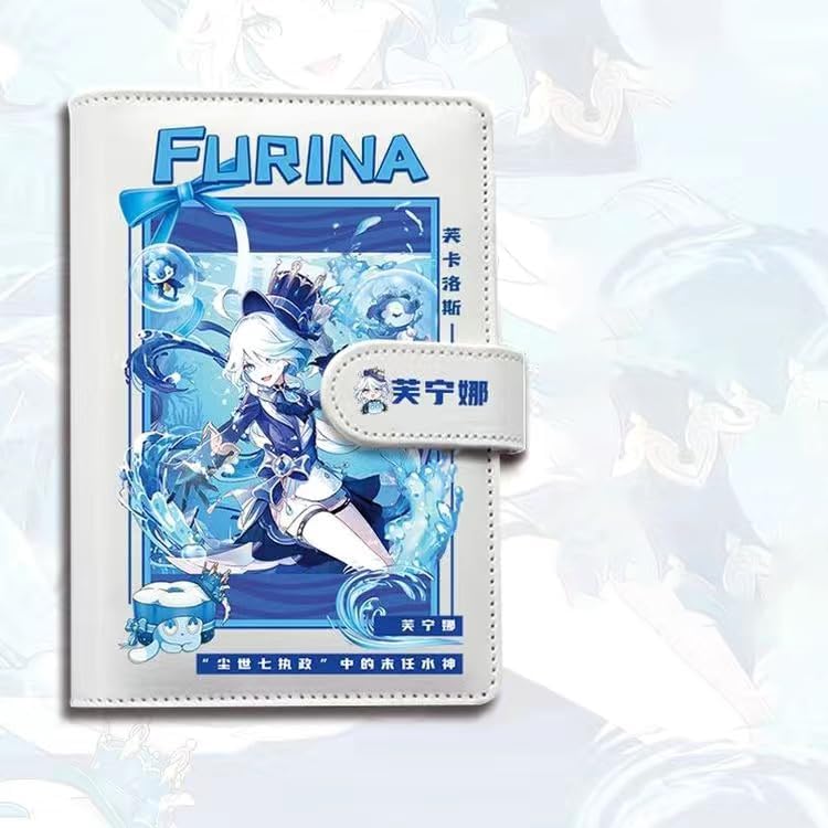 Furina Genshin Impact Journal Planner - Anime Merch Game Figure - Stainless Steel Binder PU Leather 160 Pages with Magnetic Closure - Gift for Birthday Anniversary - Zllada