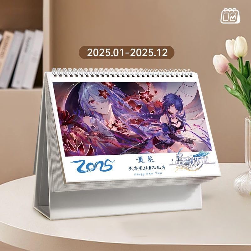 Honkai Star Rail Acheron Desk Calendar - 2025 Anime Merch Game Figure Yearly Calendar - Gift for New Years - Zllada