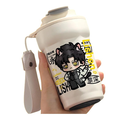 Love Deepspace Mug Cup - 480ml Travel Cold Hot Drinks - 316 Stainless Steel Insulated Coffee Cup with Dual-Use Lid - Leak-Proof Design & Portable Hand Strap - Anime Game Gift for Fans