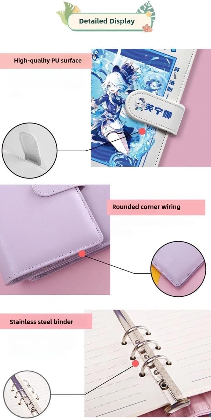 Genshin Impact Furina Journal Planner - Anime Merch Game Figure - Stainless Steel Binder PU Leather 160 Pages with Magnetic Closure - Gift for Birthday Anniversary - Zllada