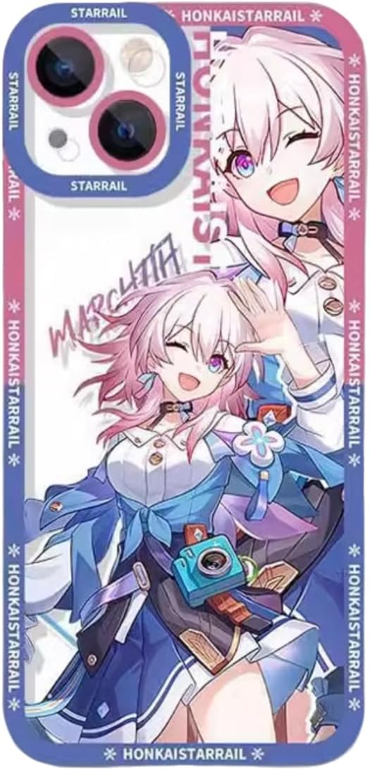 Honkai Star Rail Phone Case March 7th - Compatible with iPhone 16, 15, 14, 13, 12, 11 Series, Transparent Silicone, Honkai Star Rail Merchandise for Various Models