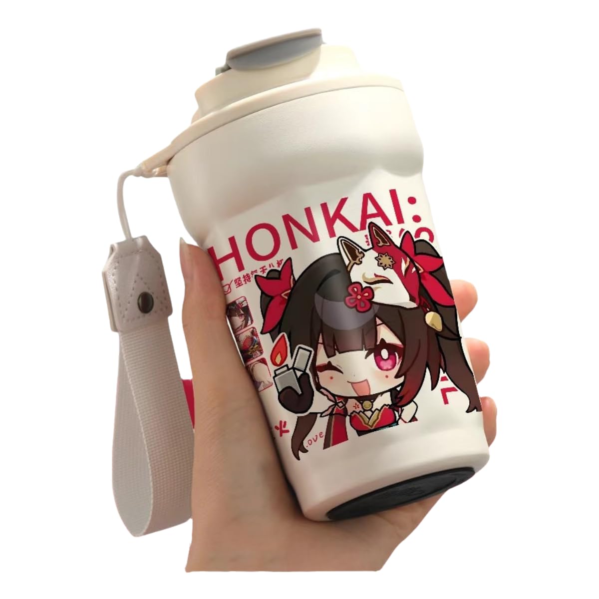 Honkai Star Rail Travel Mug Sparkle - 316 Stainless Steel Insulated Coffee Cup with Dual-Use Lid - Leak-Proof Design & Portable Hand Strap - Anime Gaming Gift for Fans