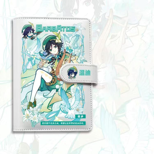 Venti Genshin Impact Journal Planner - Anime Merch Game Figure - Stainless Steel Binder PU Leather 160 Pages with Magnetic Closure - Gift for Birthday Anniversary - Zllada