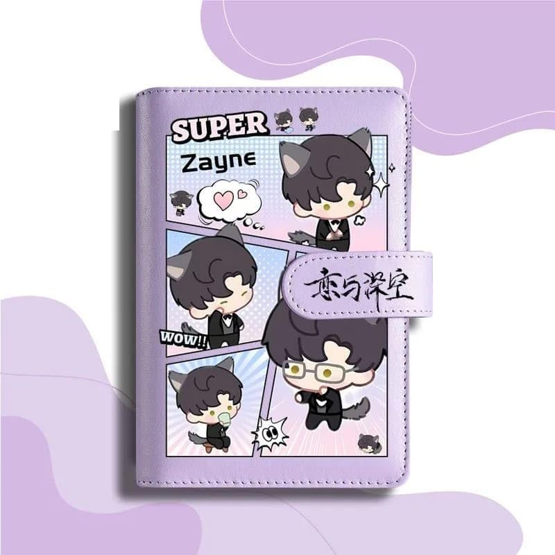 Purple Love Deepspace Planner Journal - Blue A6 PU Leather Binder with 80 Sheets (160 Pages) Grid Lines - Chibi Design for Fitness Daily Plans Fan Gifts - Zllada