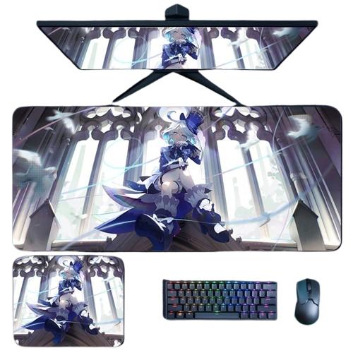 Zllada Genshin Impact Mouse Pad - Frina Focalors Thickened Desk Mat with Stitched Edges, Durable and Anti-Slip, Computer Desk Protector for PC Gaming – Focalors & Hydro Theme Design - Zllada