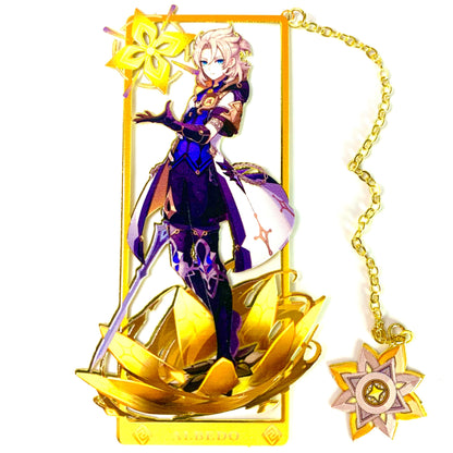 Genshin Art Brass Metal Bookmark - Anime Figure Merch with 3D Display Box - Birthday Gifts for Fans Friends Gamer Book Lovers - Zllada