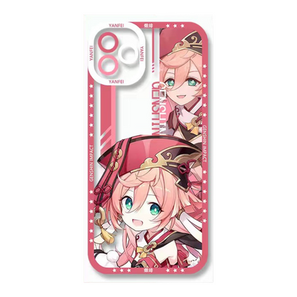 Yanfei Genshin Phone Case Laptop screen protector  protective cover - Q Style Cute Anime Character Design - Transparent Silicone Full Camera Protection All Round Defense Non Slip Cover - Zllada