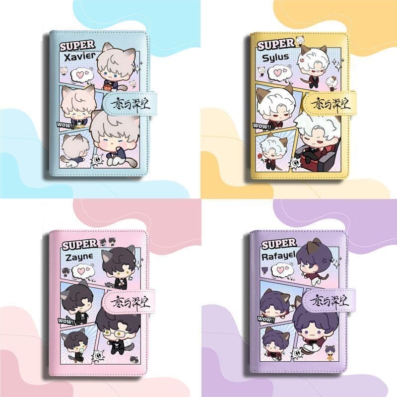 Blue Love Deepspace Planner Journal - Blue A6 PU Leather Binder with 80 Sheets (160 Pages) Grid Lines - Chibi Design for Fitness Daily Plans Fan Gifts - Zllada