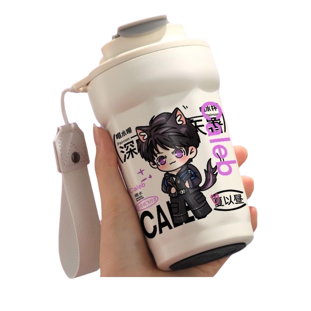 Love Deepspace Mug Cup - 480ml Travel Cold Hot Drinks - 316 Stainless Steel Insulated Coffee Cup with Dual-Use Lid - Leak-Proof Design & Portable Hand Strap - Anime Game Gift for Fans