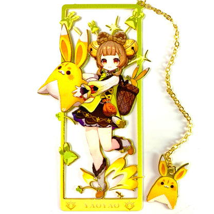 Genshin Art Brass Metal Bookmark - Anime Figure Merch with 3D Display Box - Birthday Gifts for Fans Friends Gamer Book Lovers - Zllada