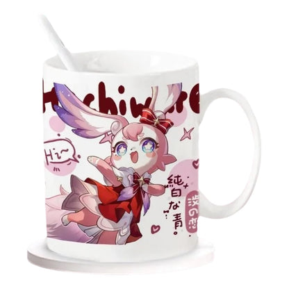 Star Rail  Ceramic Mug - 330ml Handle Coffee Mug Cup Set with Spoon & Coaster Suitable for Offices, Homes, Indoor Settings- Gift for Anime Star Rail Fans