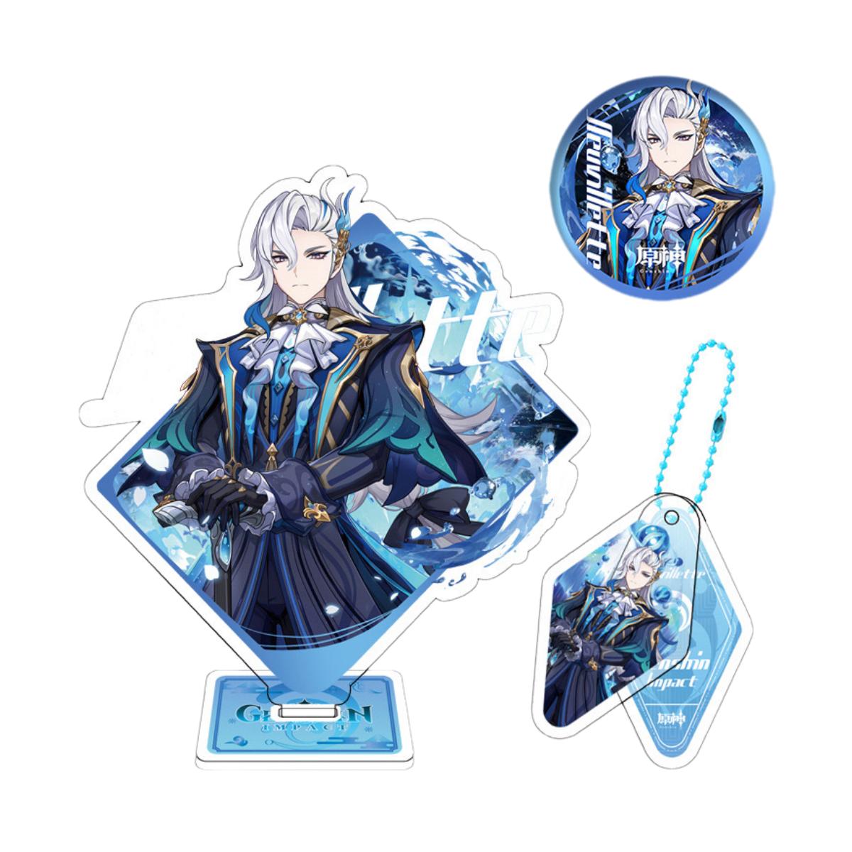 Zllada Genshin Impact Figurines Desk Bookmark Character Standee Keychain Badge & 50 Stickers - Anime Gift Ideal Gift Box Set for Fans Friends Gamer Book Lovers - Zllada