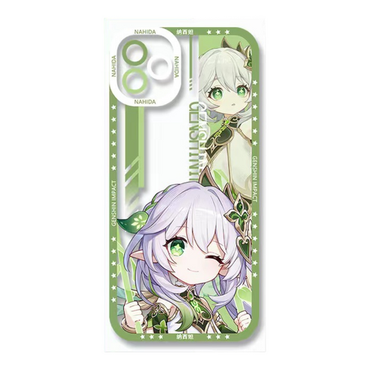 Nahida Genshin Impact Phone Case Laptop screen protector  protective cover - Q Style Cute Anime Character Design - Transparent Silicone Full Camera Protection All Round Defense Non Slip Cover - Zllada